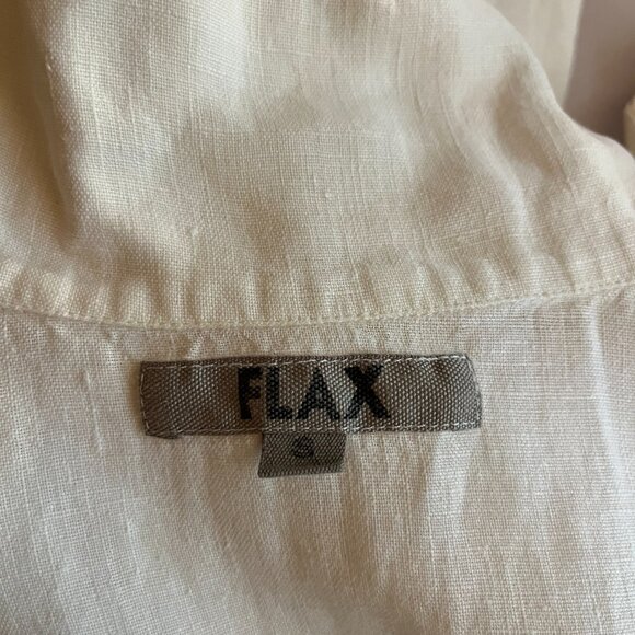 FLAX Size S Cream Short Sleeve Tunic Shirt Collared *Flaw - Picture 2 of 13
